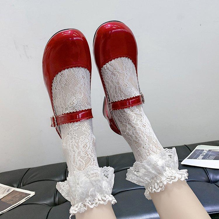 Fashion Shiny Women's Leather Shoes Thick Heel Comfortable Casual Shoes Princess Shoes Uniform Shoes