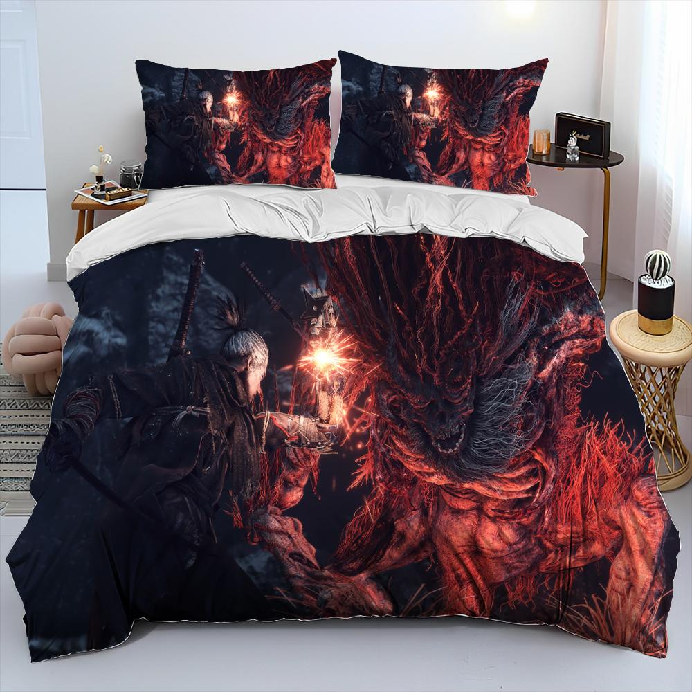 3D Sekiro:Shadows Die Twice Game Comforter Bedding Set,Duvet Cover Bed Set Quilt Cover Pillowcase,king Queen Size Bedding Set
