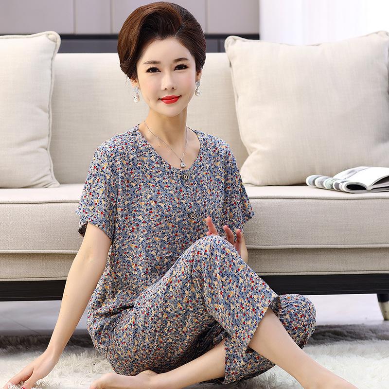 Women's Pajamas Short Sleeve Long Pants Loungewear Button Cardigan Set