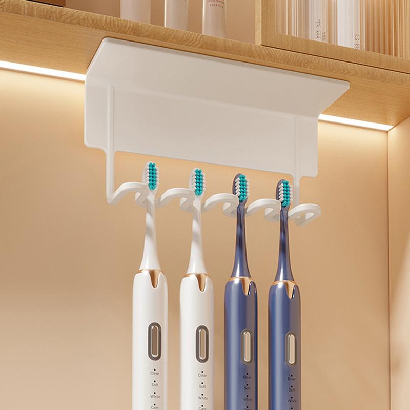 

Настенный держатель для зубных щеток в ванной с крышкой на 5 слотов без сверления для домашней ванной комнаты, самоклеящиеся полки для хранения зубных щеток белый