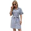 Summer Women's Design Short Shirt Striped Dress