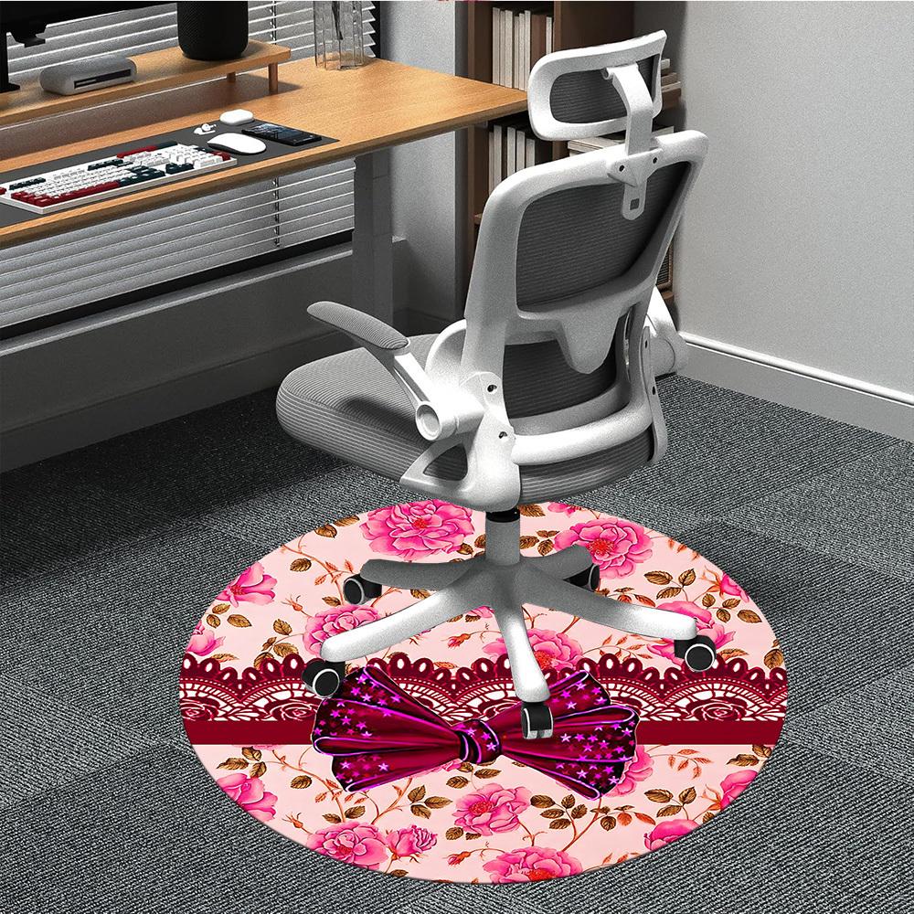 

1pc Floral Bow Chair Carpet for Office - Durable, Ideal for Chair Mats, Stylish & Functional Decorative Rug yy260203001 80cm by 80cm