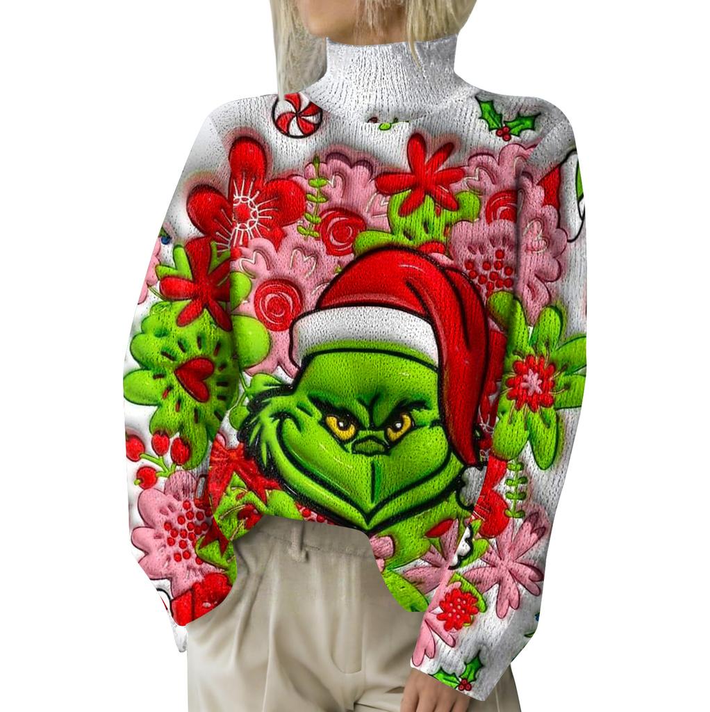 Christmas Sweatshirts For Women Knit Sweater Cute Shirt Fall Turtleneck Pullover Tops