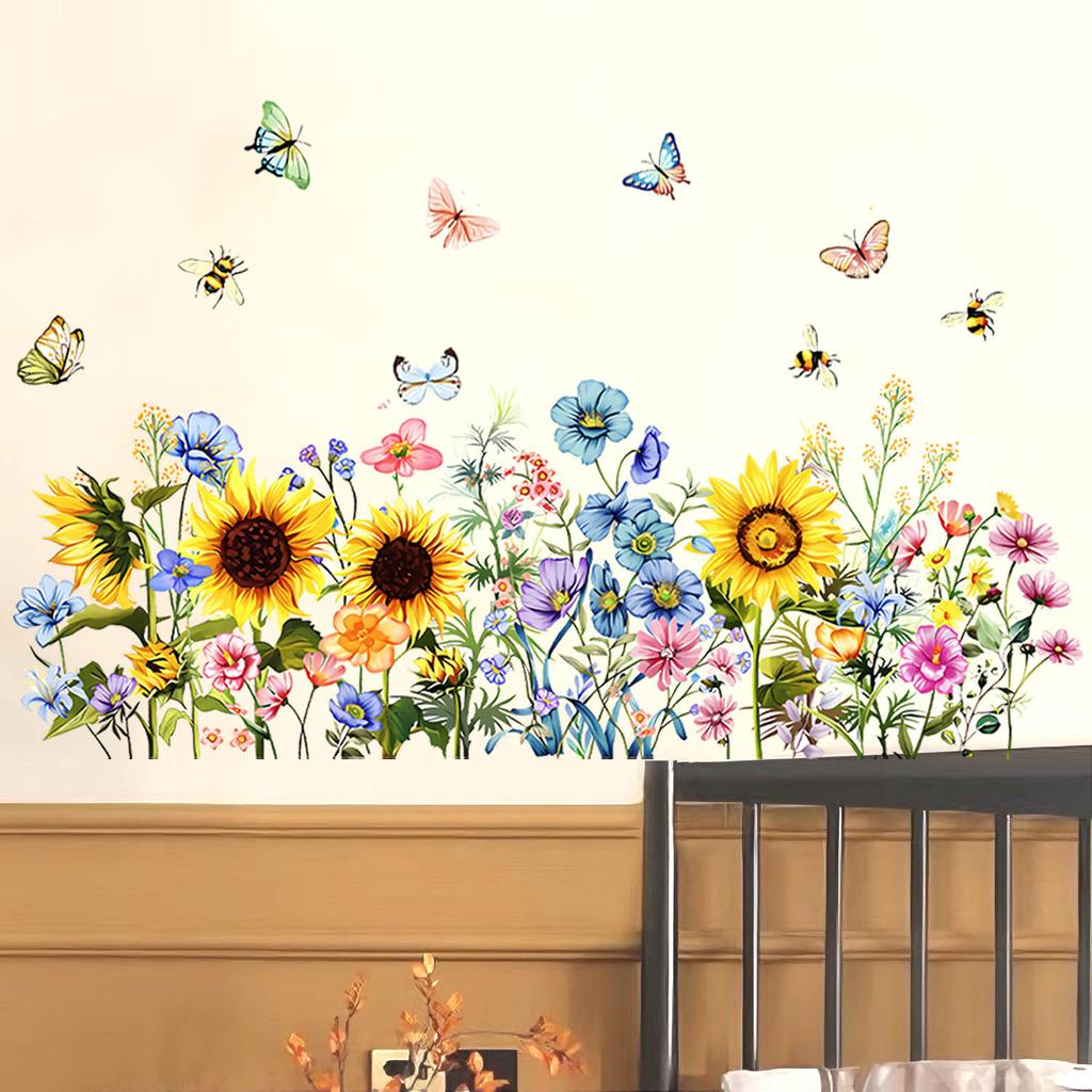 Butterfly and Flower Wall Stickers for Home Decor - Removable Vinyl Wall Art for Living Room Bedroom Hallway Entrance