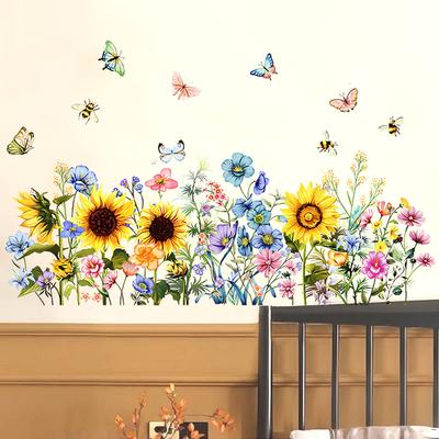Adesivi Murali Farfalle e Fiori per Arredamento Casa - Arte Murale in Vinile Rimovibile per Soggiorno Camera da Letto Corridoio Ingresso