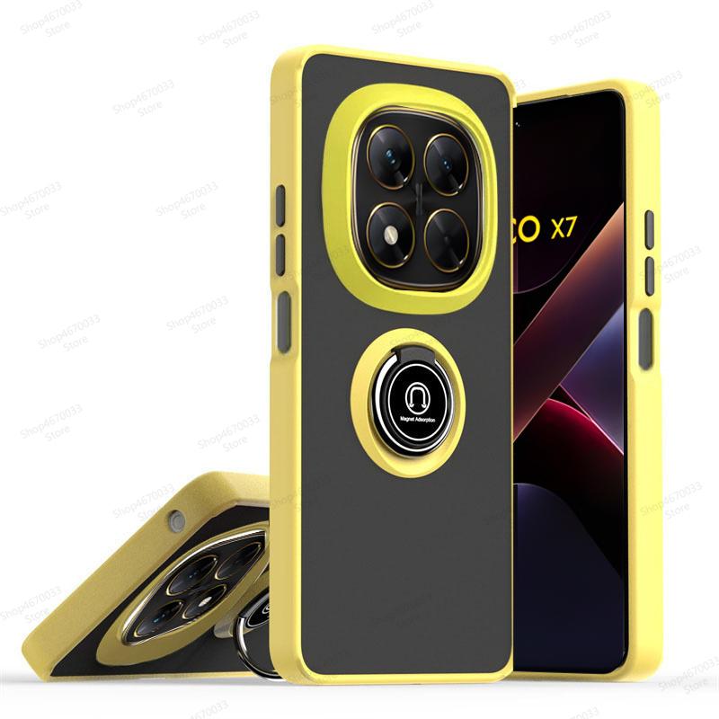 Magnetic Ring Holder Phone Case For POCO X7 M6 F6 X6 Pro X4 F4 GT X3 NFC Matte Armor Cover For POCO F5 X5 X4 M4 M3 X3 Pro F3