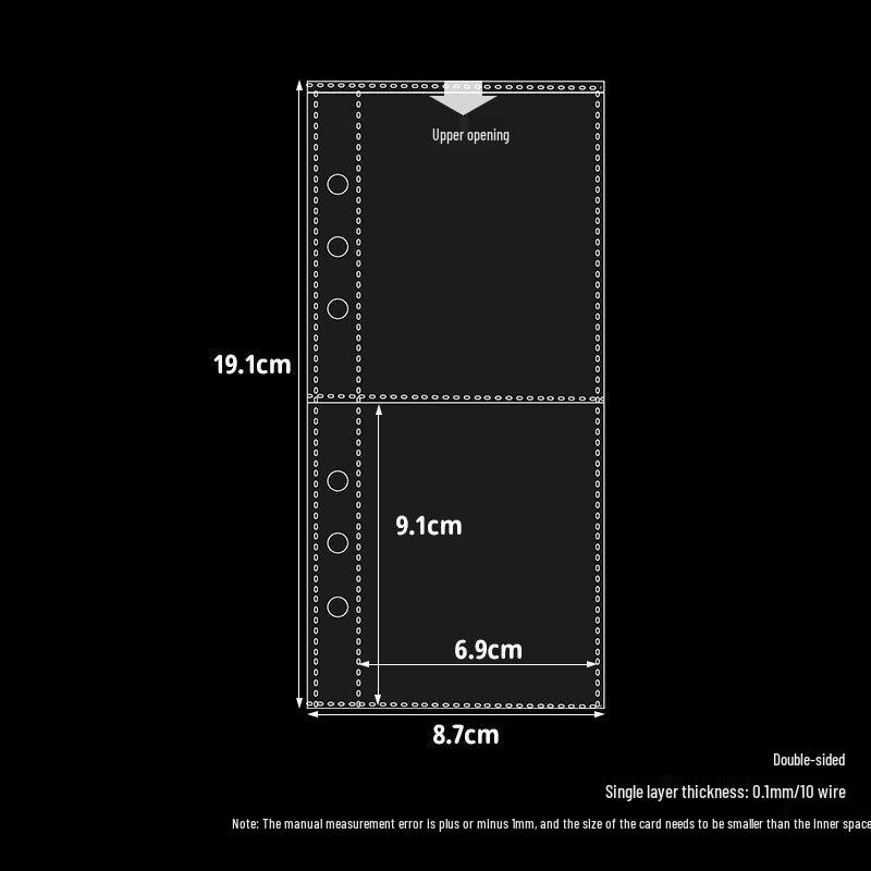 A6 6-Hole High-Transparency Vertical Card Album Inner Page - Compact 3-Inch Four-Grid Storage for Daily & Weekly Cards.