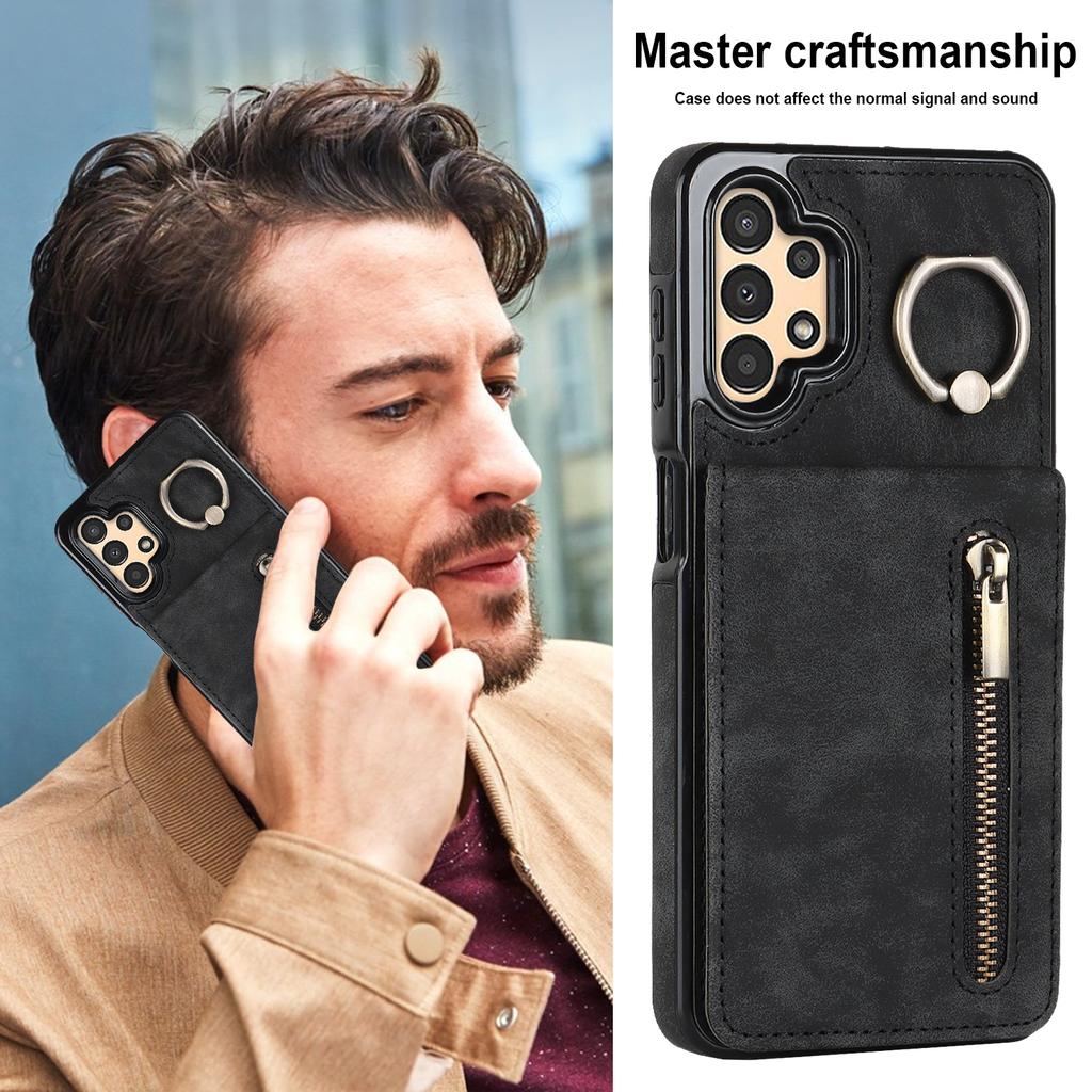 For Samsung Galaxy A13 5G/A13 4G RFID Blocking Kickstand Case Retro PU+TPU Wallet Phone Cover