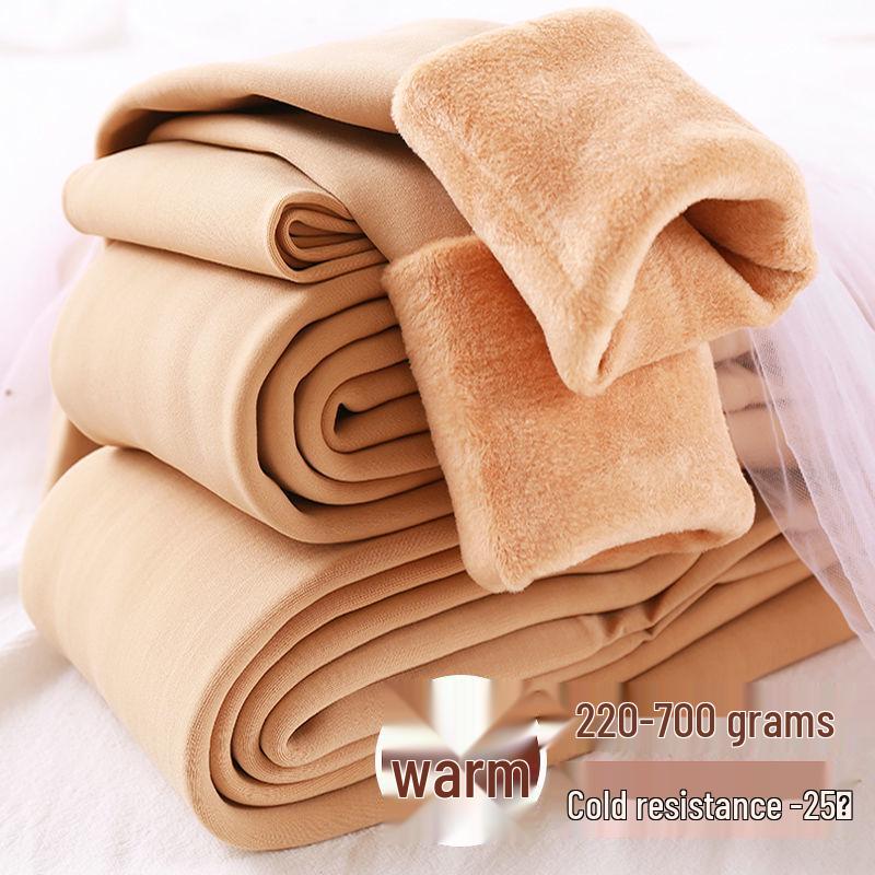 700g Women's Plus Size Extra Thick Nude Color Leggings - Winter/Autumn Velvet Base Stockings