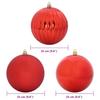 XXL Christmas Ornament Set 3 pcs Red Plastic