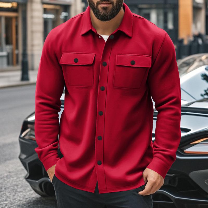 2026 Spring/Fall Men's Plus Velvet Lapel Slim Fit Solid Jacket - European Size