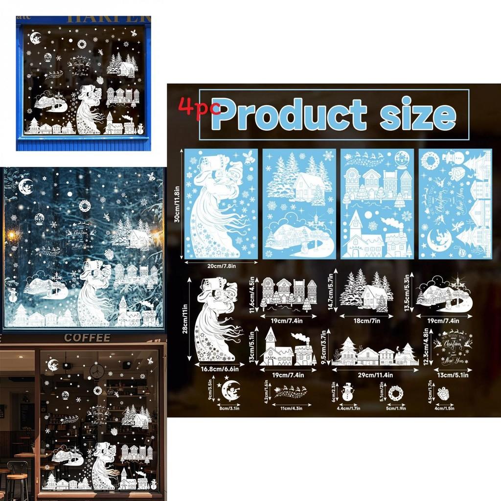 Christmas Holiday Pvc Stickers With Snowman Snow House Santa For Festive Decor