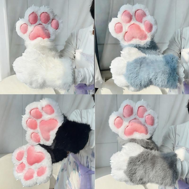 Furry Cats Paws Gloves With Realistic Design And Soft Inner Lining For Cosplay And Daily Wear Anime Event Fursuit Props