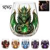 Bicchieri Unici con Creature Mitologiche Tazza d'Arte in Vetro Drago Mitico, Scolpita 3D da Bere con Sfera di Cristallo, Bicchieri da Drink 400ml Tumbler Whiskey Fantasy