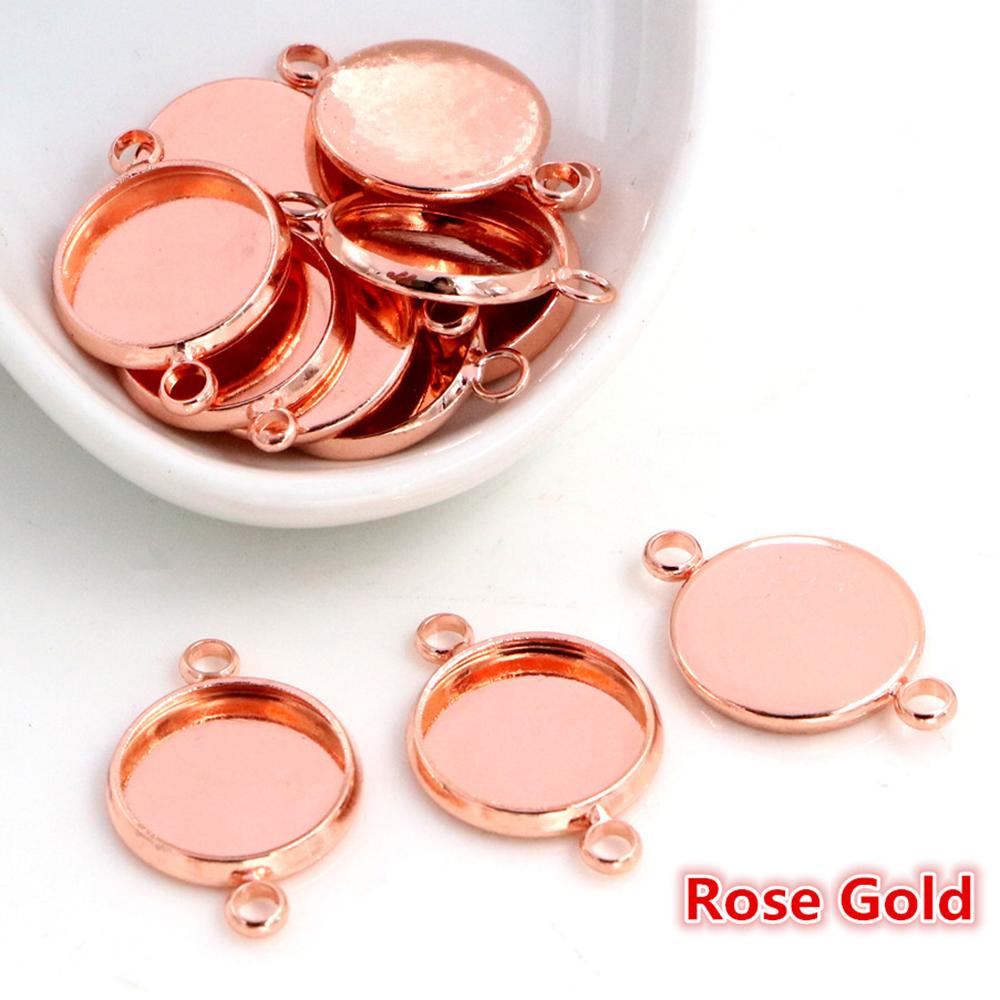 High Quality  10mm 12mm 14mm 16mm 18mm 20mm Inner Size Double Loops Iron Cabochon Base Cameo Setting Charms Pendant