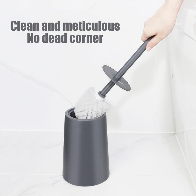 Toilet Brush Deep Cleaner Silicone Toilet Brush with No-Slip Long Plastic Handle and Flexible Bristle Silicone Toilet