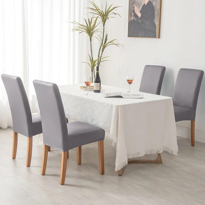 100% Waterproof PU Chair Cover Anti-dirty Leather Fabric Elastic Chair Covers Anti-Scratch Stretch Seat Case for Dining Room 1PC