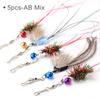 5pcs Mix Tassel Cat Teaser Stick Change Heads Cat Toys Interactive Pet Toy Supplies