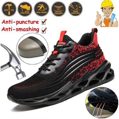 Zapatos de seguridad con punta de acero para hombres y mujeres, zapatillas de trabajo ligeras, zapatos de trabajo a prueba de pinchazos, botas de trabajo de seguridad para construcción