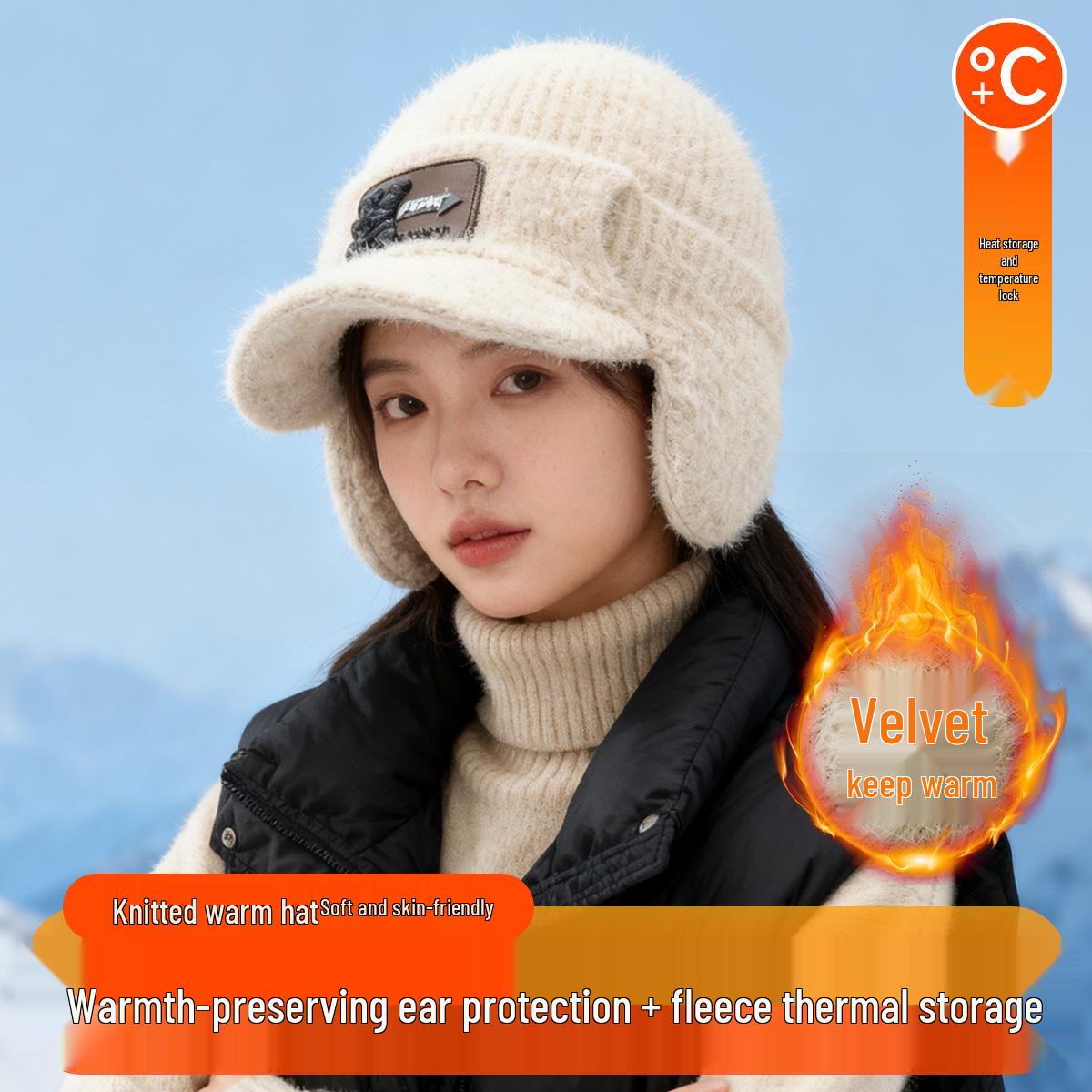 PEAK Sports Unisex Wool Ear Protection Windproof Knitted Hat for Autumn and Winter