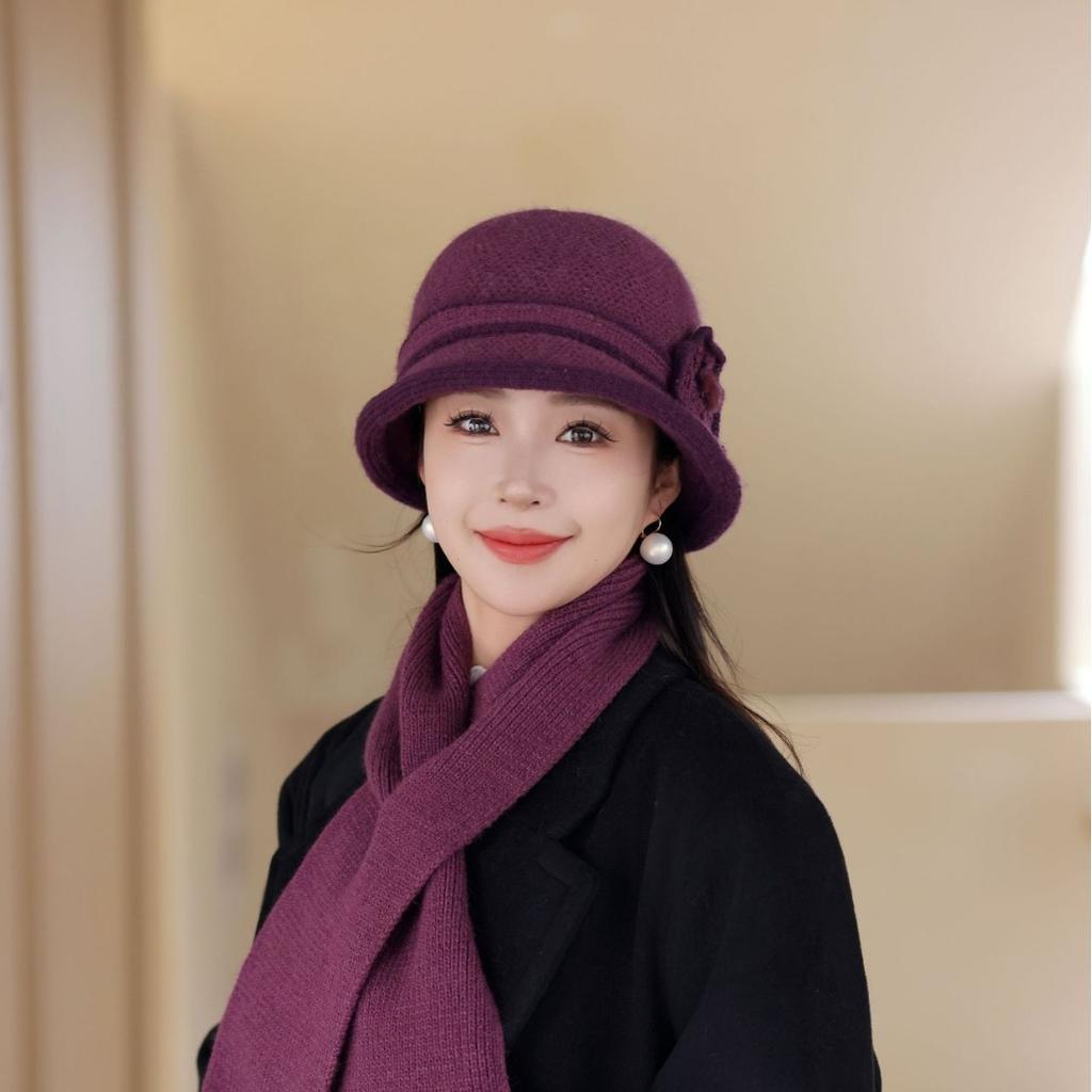 New Winter Warm Basin Hat for Women Fashion Fashionable Mother Hat Plus Velvet Thickened Rabbit Wool Knitted Hat