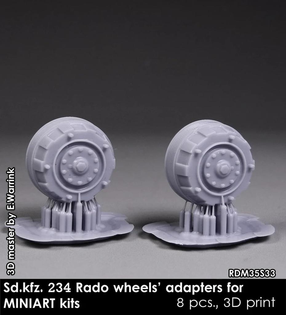 Rad Miniatures 1/35 Scale German Sd.Kfz.234 8-Wheel Heavy Armored Vehicle Wheel Adapters (8-Pack) (Miniart) Plastic Model Parts RDM35S33
