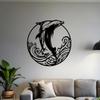 Metal Dolphin Wave Wall Art Laser Cut Iron Home Decor Gift for Living Room Bedroom