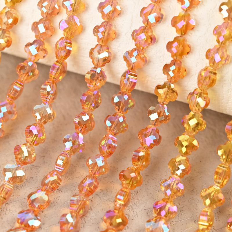 Electroplated Four-Leaf Clover Sherpa Beaded Jewelry Accessories for DIY Necklaces