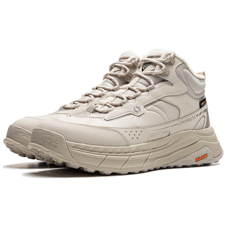 Li Ning Star Path 2 Fleece Warmth Thick Sole Height Increasing Strong Grip Cushioning Comfort Non-Slip Wear-Resistant Mid-Top Casual Shoes AGLU245-1