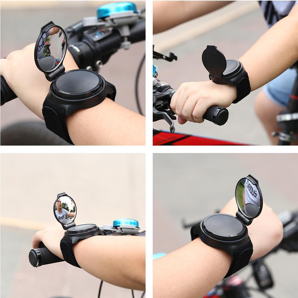 Kolip Bicycle Wrist Rearview Mirror 360 Degree Rotate Rearview Safety Riding Arm Wrist Strap Back Rear View Bicycle Accessories