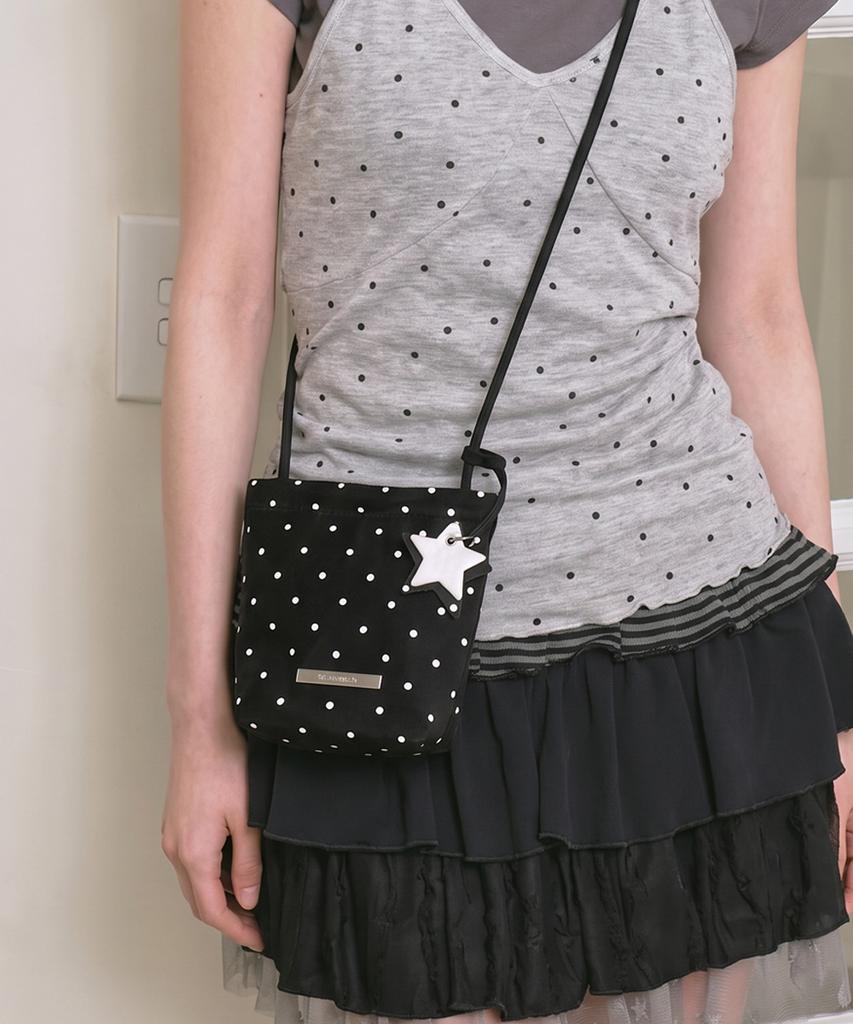 The Green Lab Polka Dot Star Charm Mini Crossbody Bag [Ivory]