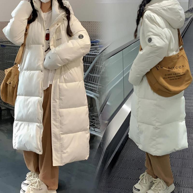 Long Knee-length Cotton-padded Clothes Latest Hooded Womens Winter Korean Version Relaxed Fit Cotton-padded Clothes