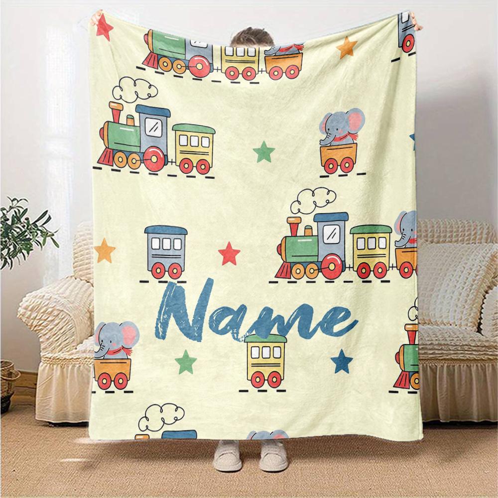 Custom Name Cute Cars Theme Printed Blanket - Perfect for Couch, Bed, Travel & Outdoor Use | Machine Washable, Cozy & Durable.