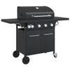 Gas Barbecue Grill with 5 Burners Black Powder-coated Steel