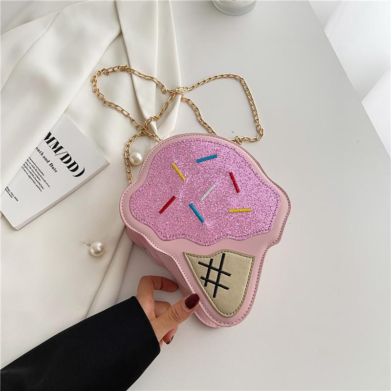 

Персонализированная симпатичная сумка-цепочка с мороженым 2024 года, летняя японская простая сумка-мессенджер на плечо с милым ветром розовый