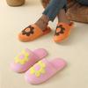 Fashion Flower Decor Indoor Bedroom Slippers Women Mute Soft Sole Non Slip House Slippers Woman Autumn Winter Comfortable Cotton Slides