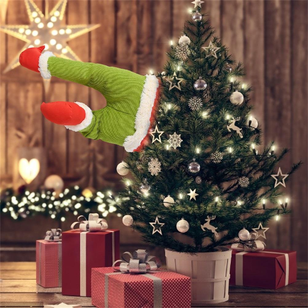 Jul Grön Tomteben Ornament Uppstoppat Ben Julhelg Hemfest Ornament Dekorationer