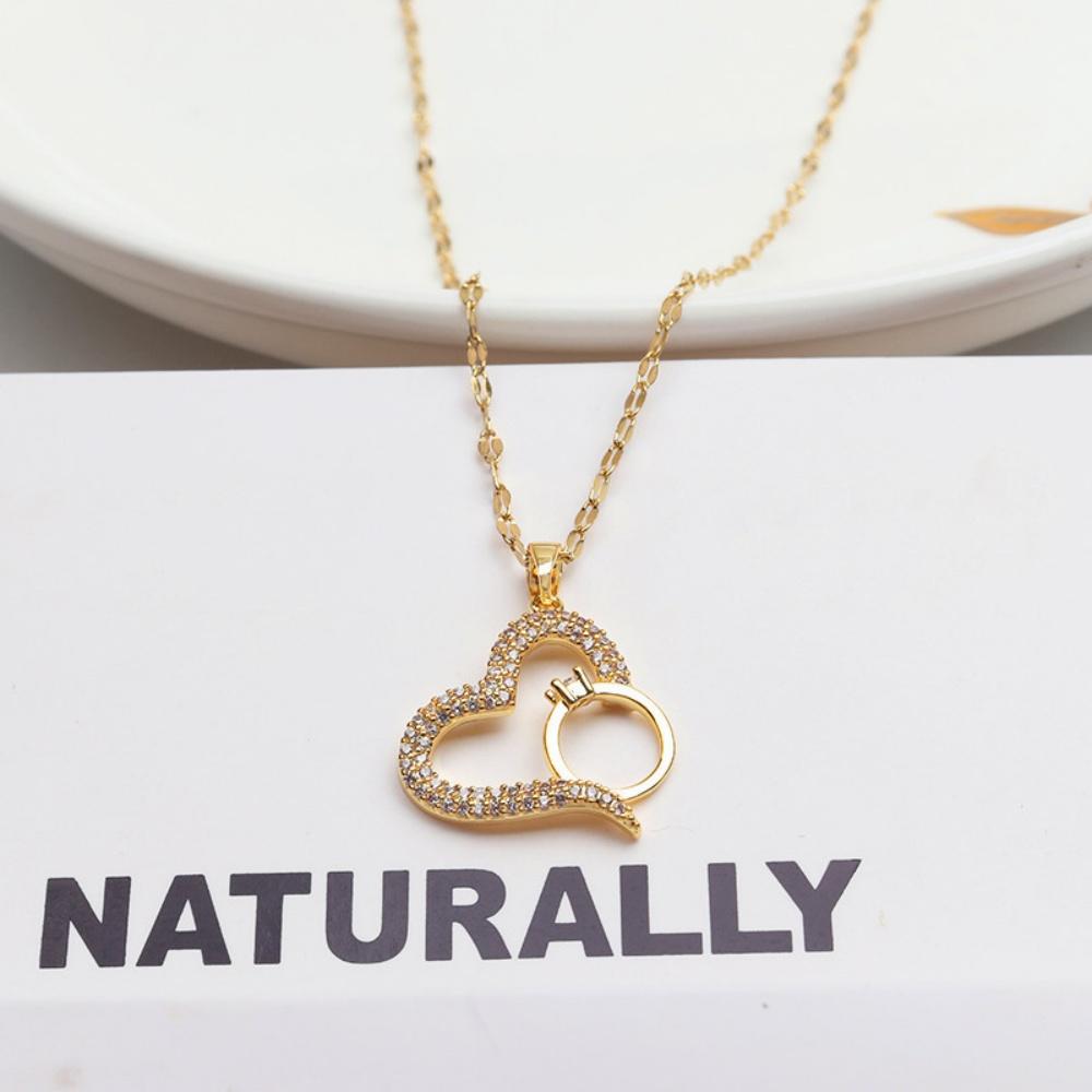 Stainless Steel Love Heart Butterfly Copper Pendant Necklace For Women Girls Cute Clavicle Chain Wedding Birthday Jewelry Gifts