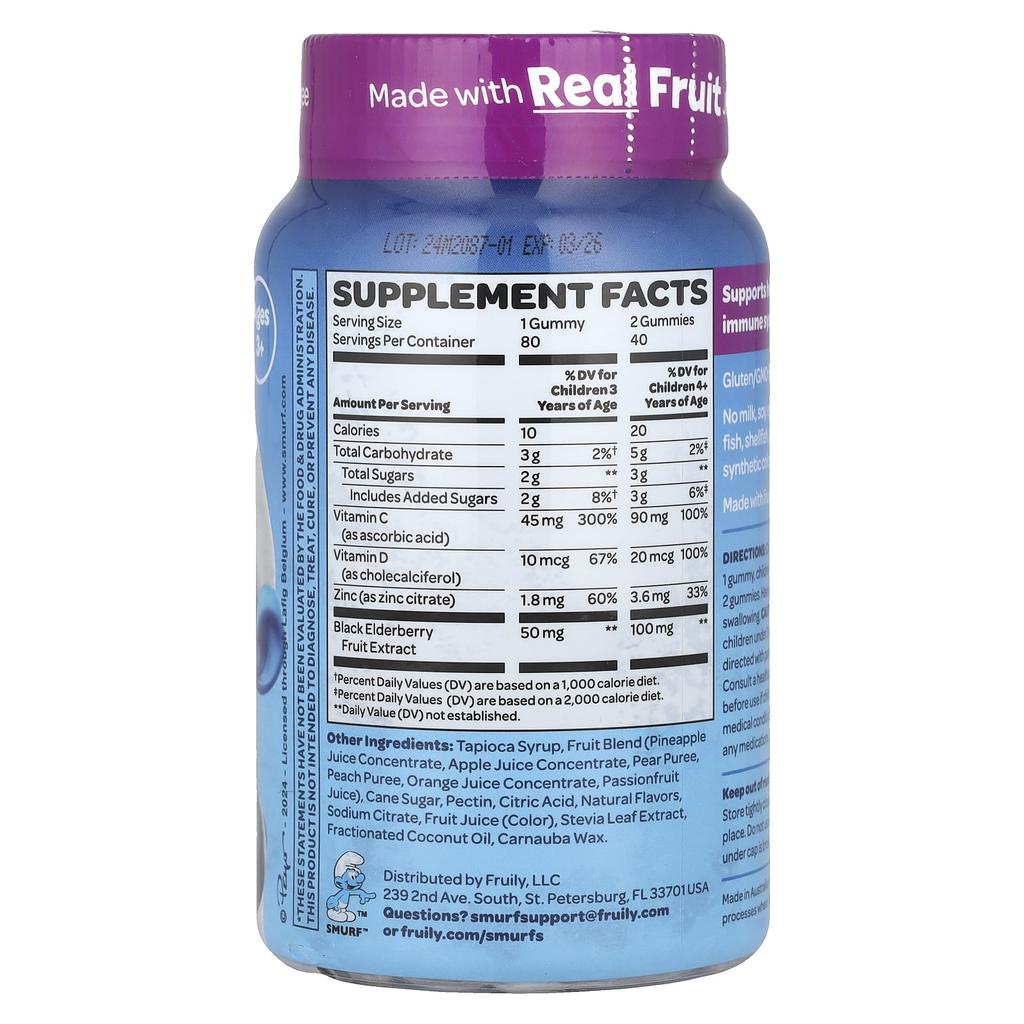 Kids Gummy, Immune Defense, Ages 3+, Smurf Berry, 80 Gummies