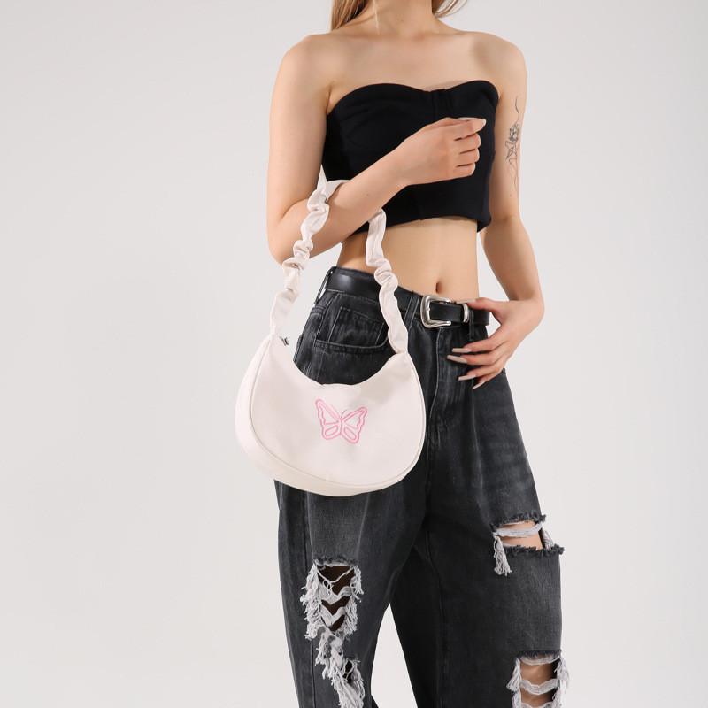 Stylish Summer Shoulder Bag In Unique Crescent Shape With Bowtie For Everyday Use