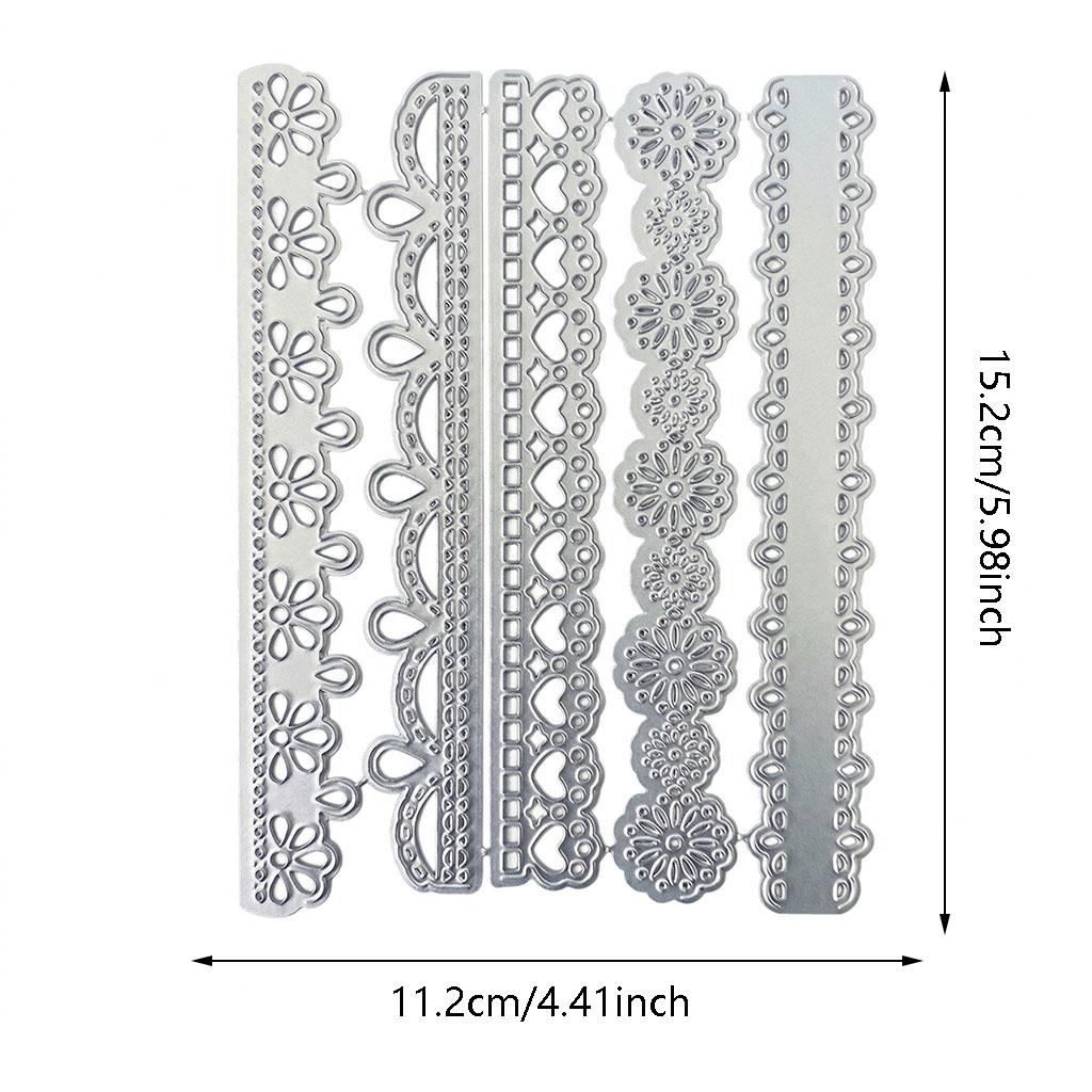 Metal Cutting Dies 5 Vintage Lace Borders Edge Embossing Stencil Die Cuts for Card Making DIY Scrapbook Album Decoration