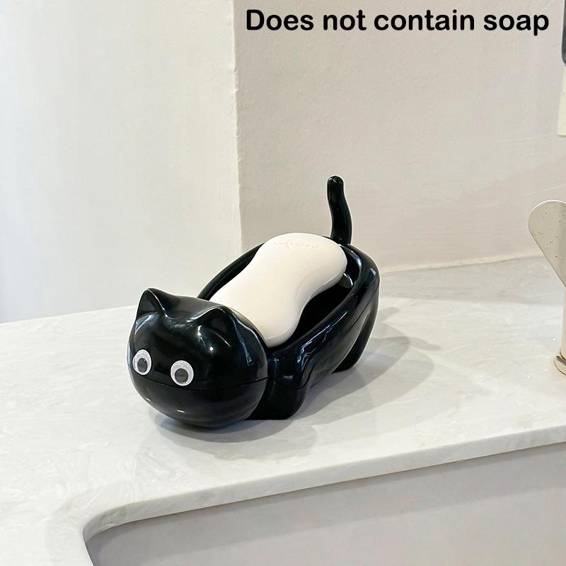 Cartoon Cute Cat Bathroom Soap Box Creative Cat Soap Box Drainage Toilet Rack Cute Soap Fat Rack Bathroom Decoration