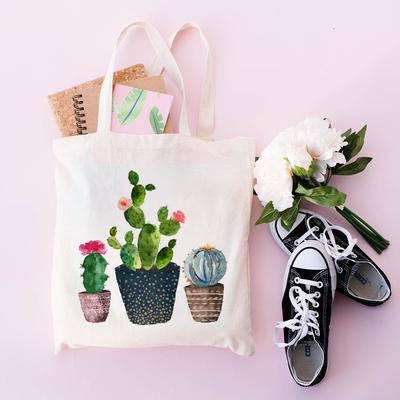 Sac de courses réutilisable Cactus, fourre-tout mignon pour livres d'étudiants, fourre-tout en toile pour femmes, sacs à bandoulière
