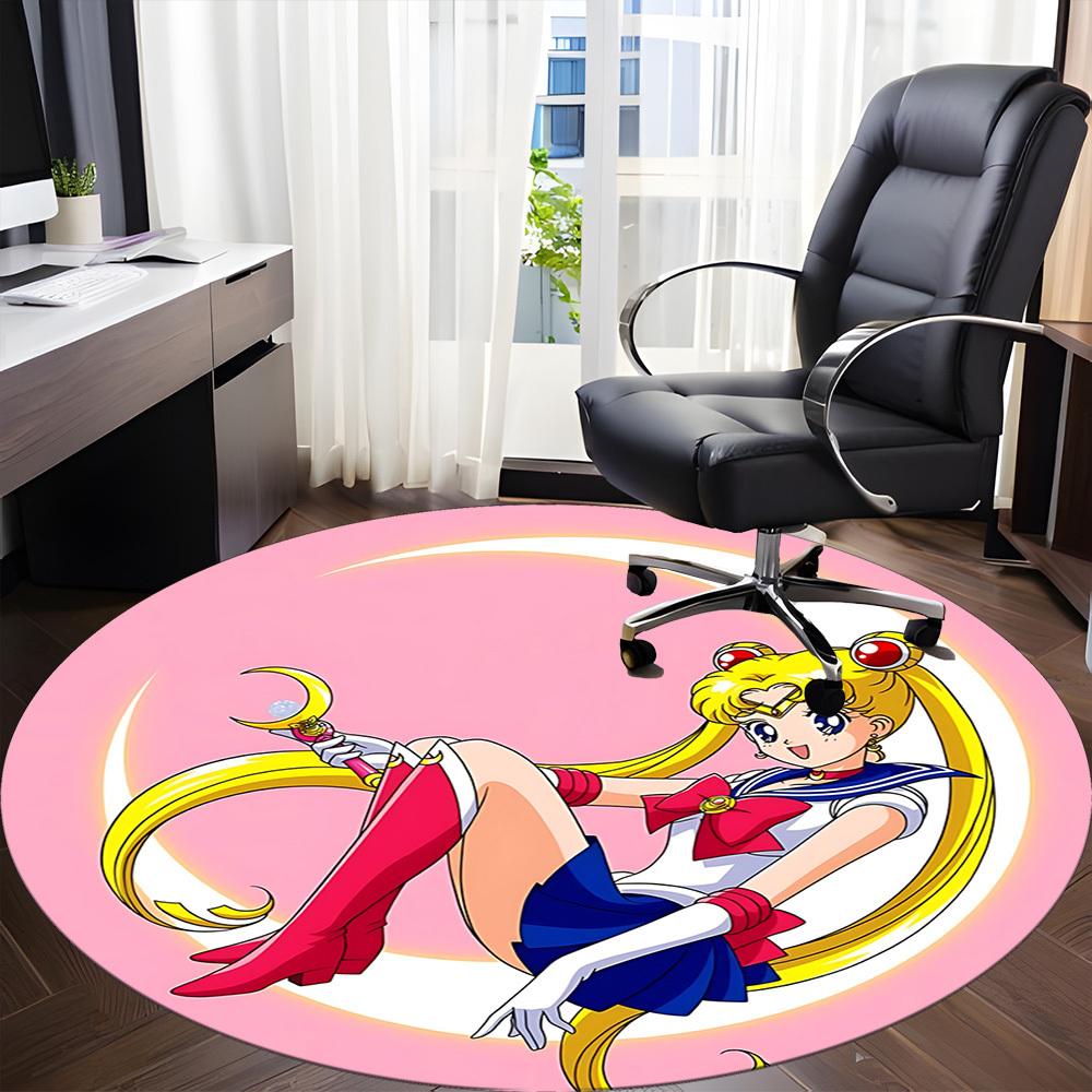 1pc Sailor Moon Eternal Office Round Area Rug, Under Office Chairs Bedroom Living Room Home Decor a0926156