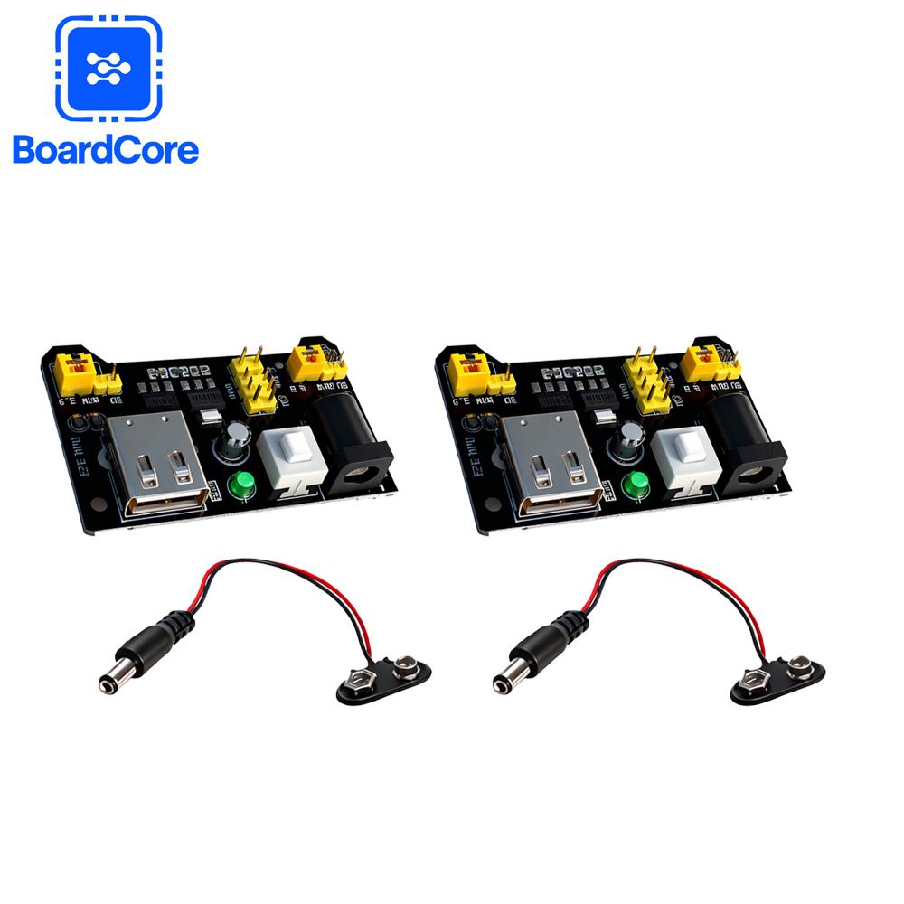 1-5set NEW 3.3V 5V MB102 Solderless Breadboard Power Supply Module 9V Battery Clip Power Cable 2.1x 5.5mm Male DC Jack Plug