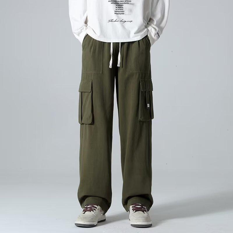 

Весенне-осенние модные однотонные комбинезоны, мужские вельветовые широкие брюки, свободные прямые повседневные спортивные брюки для мужчин, M-3XL XL зелёный