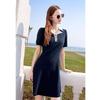Boutu Women's Contrast Lapel Cotton Blend A-Line Dress