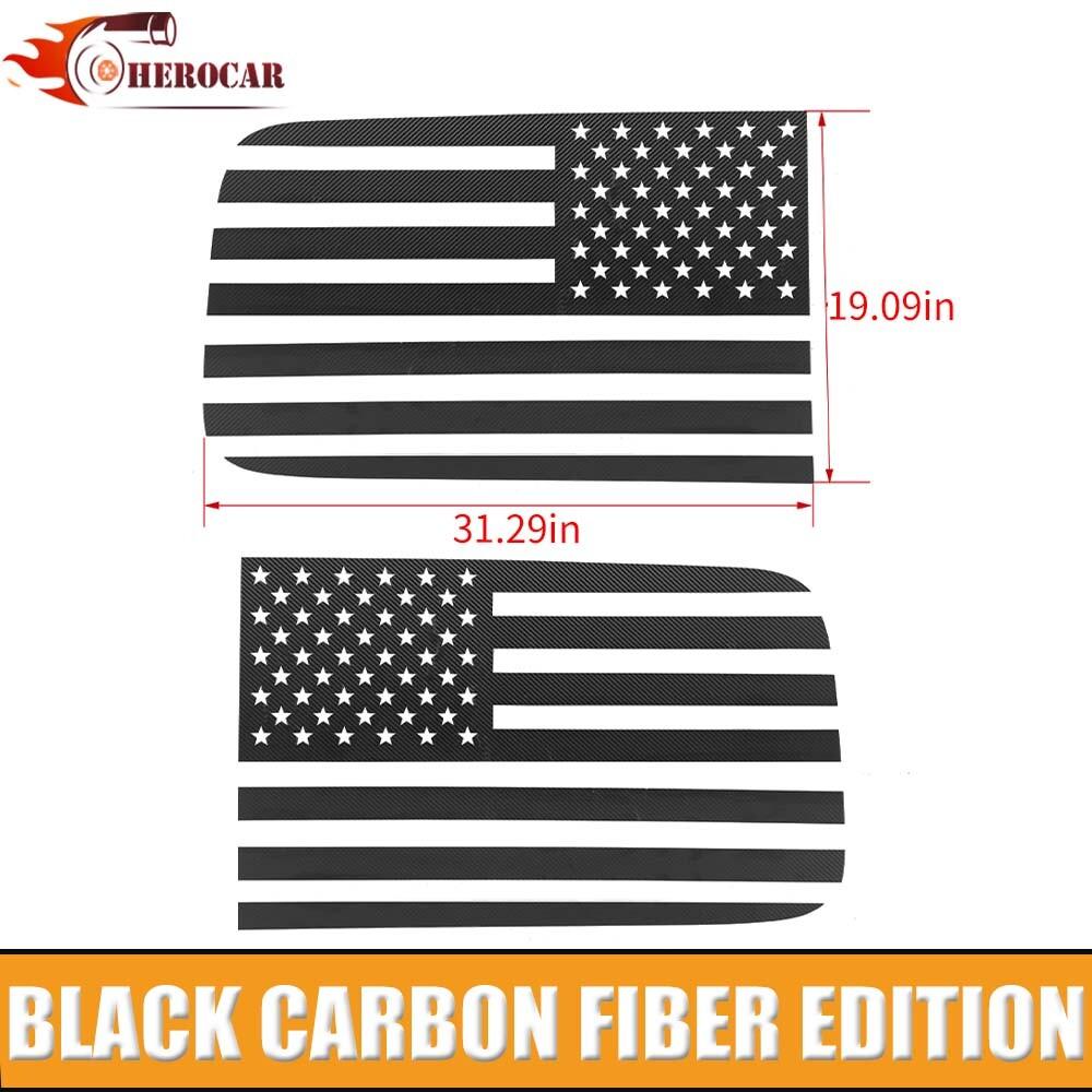 For + Dodge RAM 1500 Carbon Fiber Rear Window Side Trim Stickers US Flag