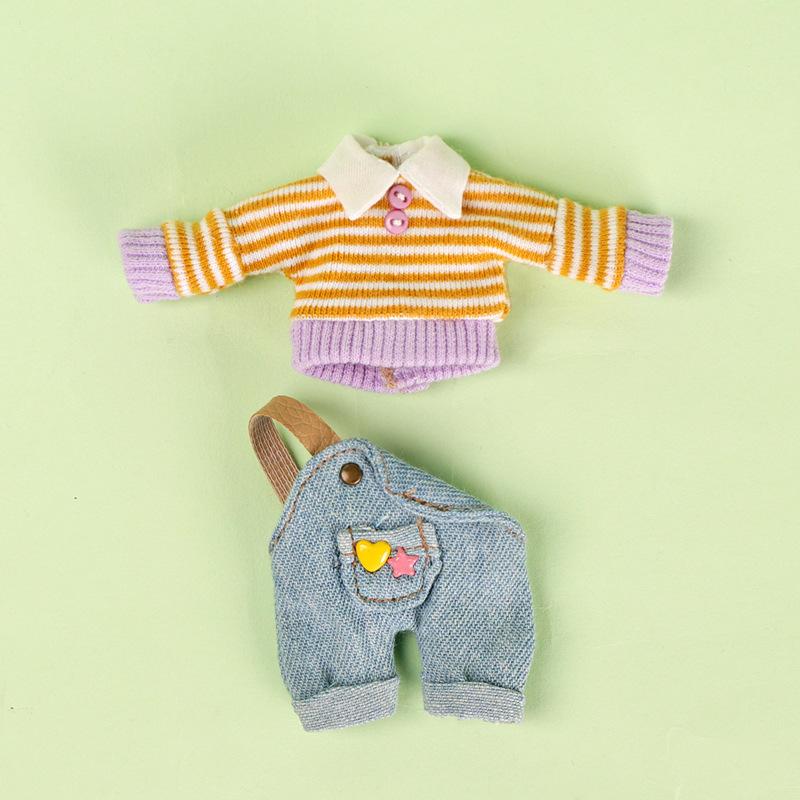 Ob11 Baby Coat Lapel Sweater One-shoulder Suspenders Set 1/12 Plain Body Doll Clothes Doll Accessories