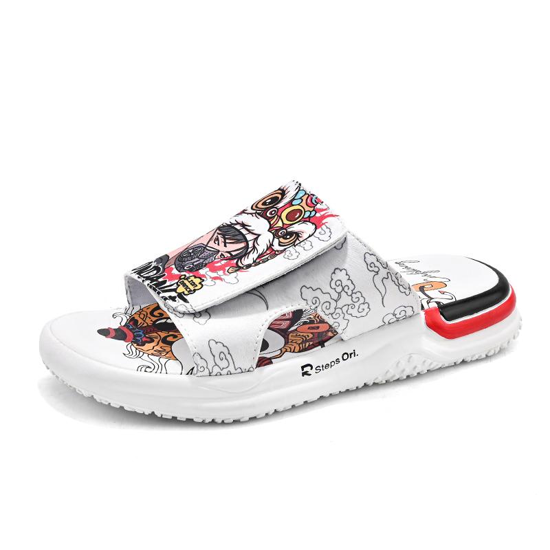 Chinese Trend Men Slippers Summer Fashion Streetwear Slides Casual Non-Slip Beach Sandals Male Comfortable Outdoor Shoes